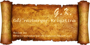 Günszberger Krisztina névjegykártya